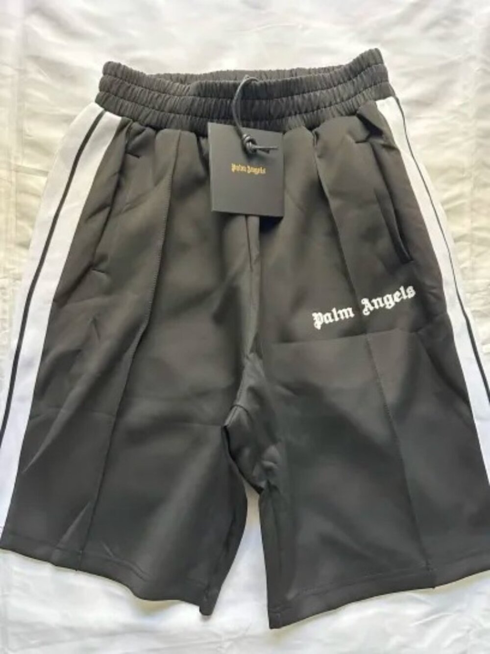 Palm Angels Black Athletic Shorts Men's Size S White Stripes